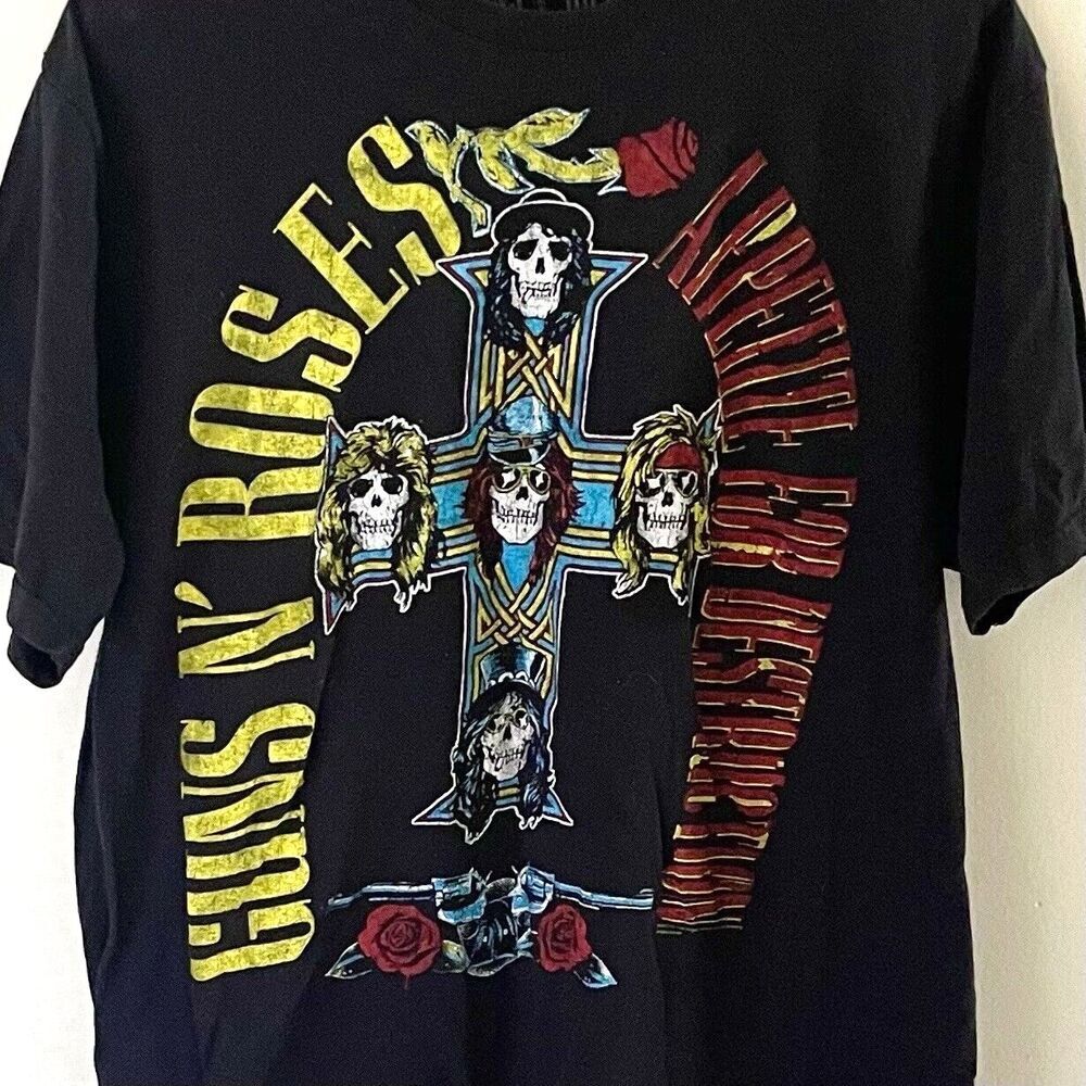 Guns N' Roses - Appetite For‎ Destruction T Shirt XL Black Cross Skulls 80s Rock - Picture 2 of 4